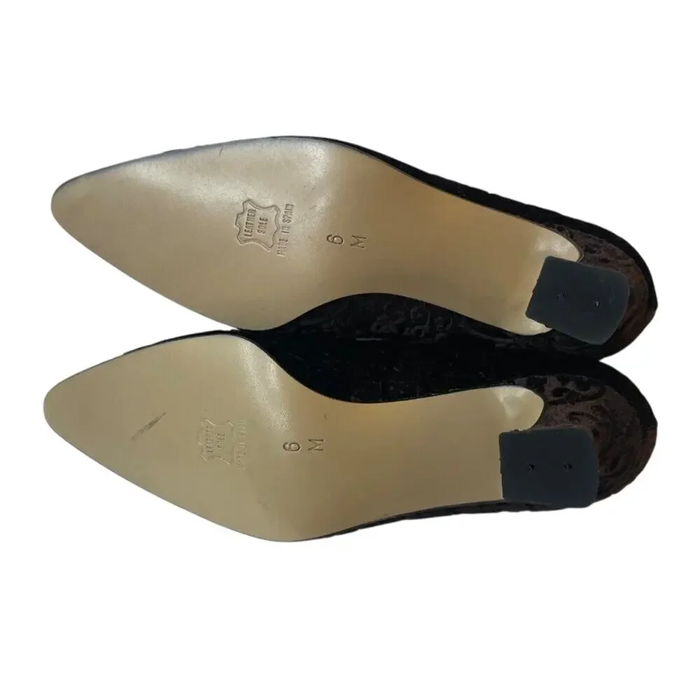 Cara Molina Kitten Heel Pumps With Flocked Design Size 6M